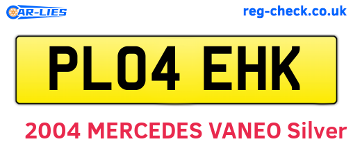PL04EHK are the vehicle registration plates.