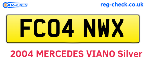 FC04NWX are the vehicle registration plates.