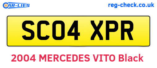 SC04XPR are the vehicle registration plates.