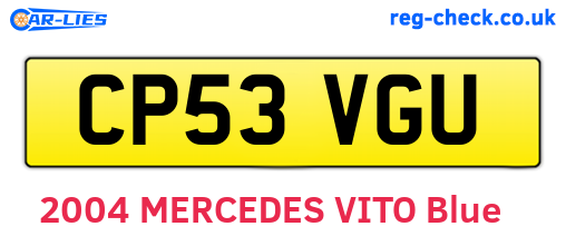 CP53VGU are the vehicle registration plates.