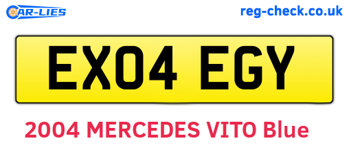 EX04EGY are the vehicle registration plates.