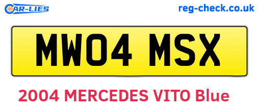 MW04MSX are the vehicle registration plates.