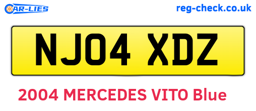 NJ04XDZ are the vehicle registration plates.