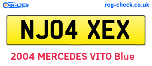 NJ04XEX are the vehicle registration plates.