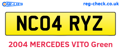 NC04RYZ are the vehicle registration plates.