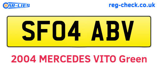 SF04ABV are the vehicle registration plates.