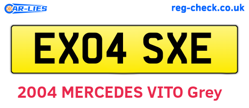 EX04SXE are the vehicle registration plates.
