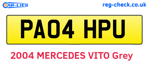 PA04HPU are the vehicle registration plates.