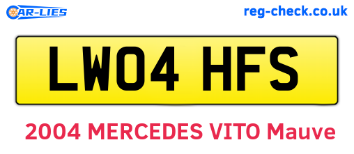 LW04HFS are the vehicle registration plates.