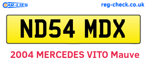 ND54MDX are the vehicle registration plates.