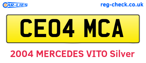 CE04MCA are the vehicle registration plates.