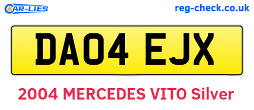 DA04EJX are the vehicle registration plates.