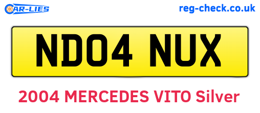 ND04NUX are the vehicle registration plates.