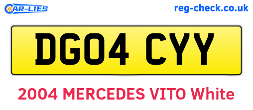 DG04CYY are the vehicle registration plates.