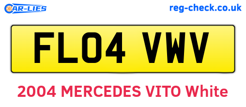 FL04VWV are the vehicle registration plates.