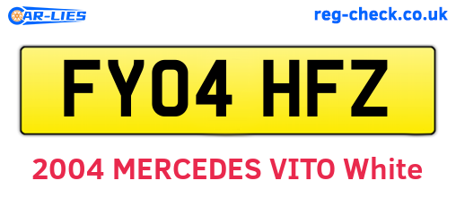 FY04HFZ are the vehicle registration plates.