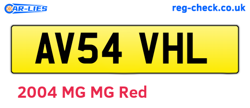 AV54VHL are the vehicle registration plates.