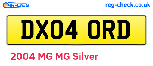 DX04ORD are the vehicle registration plates.