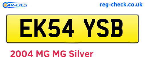 EK54YSB are the vehicle registration plates.