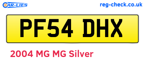 PF54DHX are the vehicle registration plates.