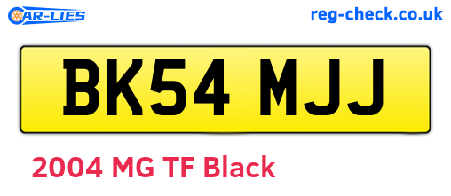 BK54MJJ are the vehicle registration plates.