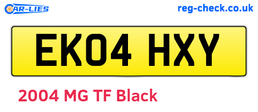 EK04HXY are the vehicle registration plates.