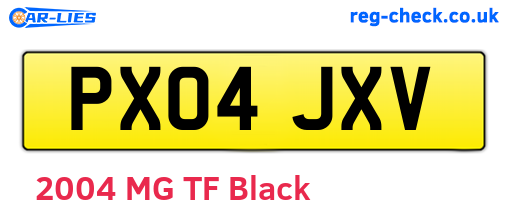 PX04JXV are the vehicle registration plates.