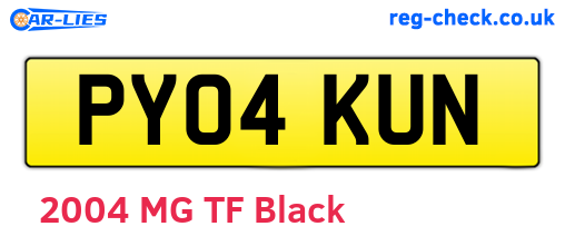 PY04KUN are the vehicle registration plates.
