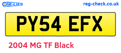 PY54EFX are the vehicle registration plates.
