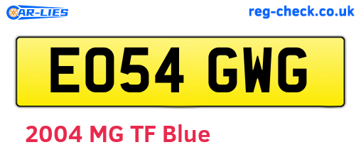EO54GWG are the vehicle registration plates.