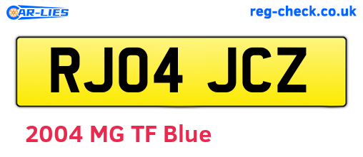RJ04JCZ are the vehicle registration plates.