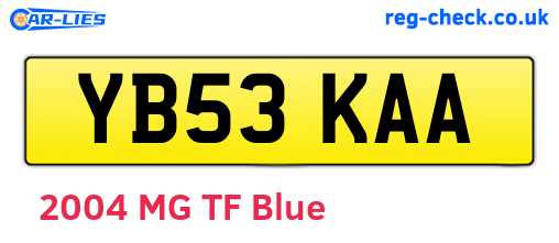 YB53KAA are the vehicle registration plates.