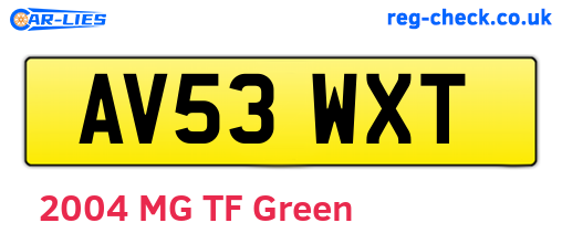 AV53WXT are the vehicle registration plates.