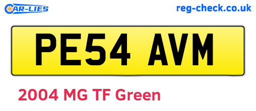PE54AVM are the vehicle registration plates.