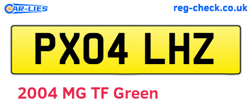 PX04LHZ are the vehicle registration plates.