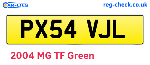 PX54VJL are the vehicle registration plates.