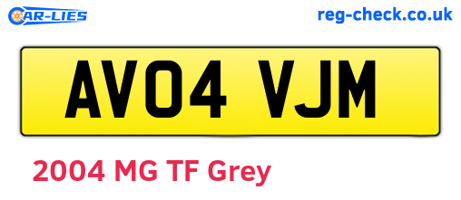 AV04VJM are the vehicle registration plates.