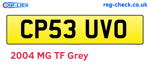 CP53UVO are the vehicle registration plates.