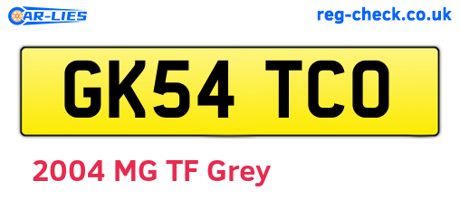 GK54TCO are the vehicle registration plates.