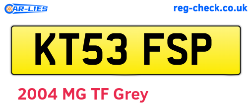 KT53FSP are the vehicle registration plates.