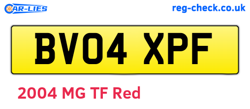 BV04XPF are the vehicle registration plates.