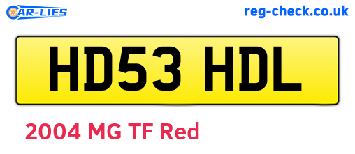 HD53HDL are the vehicle registration plates.
