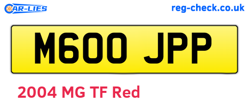 M600JPP are the vehicle registration plates.