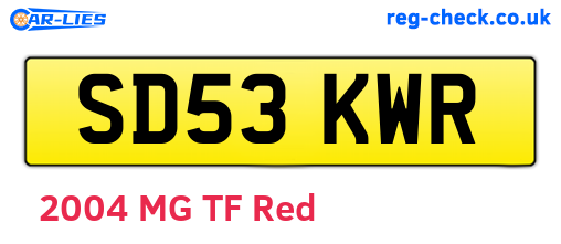 SD53KWR are the vehicle registration plates.
