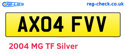 AX04FVV are the vehicle registration plates.