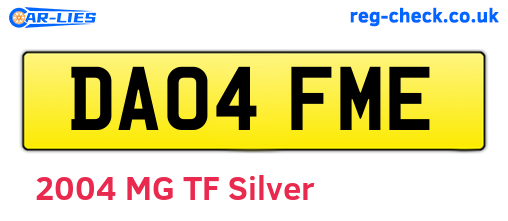 DA04FME are the vehicle registration plates.