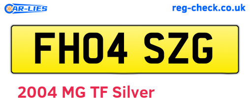 FH04SZG are the vehicle registration plates.