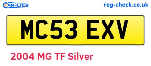MC53EXV are the vehicle registration plates.
