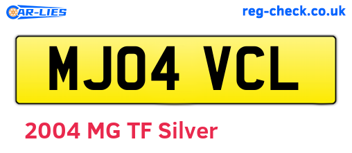 MJ04VCL are the vehicle registration plates.