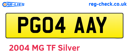 PG04AAY are the vehicle registration plates.